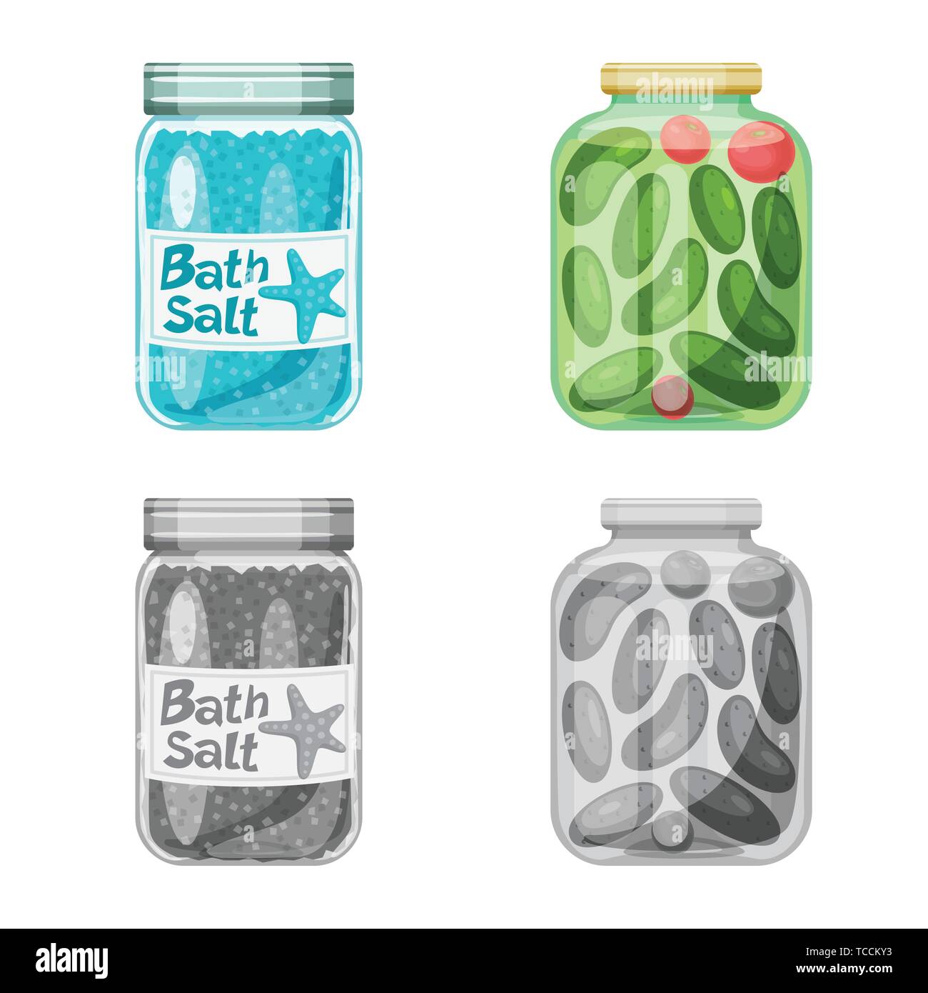 Flasche, Bank, salzig, Gurken, Badewanne, Wellness, Vintage, Streuen, sauber, Pulver, Container, weiss, сafe, Mehl, Snack, Glas, Kochen, Meer, Natur, Backen, Salz, Nahrungsmittel-, Natrium-, Mineral, Raw, Küche, Set, Vector, Icon, Illustration, isoliert, Sammlung, Design, Element, Grafik, Zeichen, Vektor, Vektoren, Stock Vektor