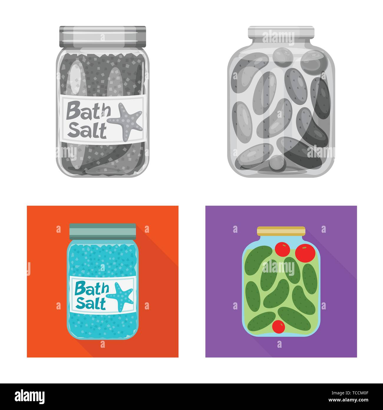 Flasche, Bank, salzig, Gurken, Badewanne, Wellness, Vintage, Streuen, sauber, Pulver, Container, weiss, сafe, Mehl, Snack, Glas, Kochen, Meer, Natur, Backen, Salz, Nahrungsmittel-, Natrium-, Mineral, Raw, Küche, Set, Vector, Icon, Illustration, isoliert, Sammlung, Design, Element, Grafik, Zeichen, Vektor, Vektoren, Stock Vektor