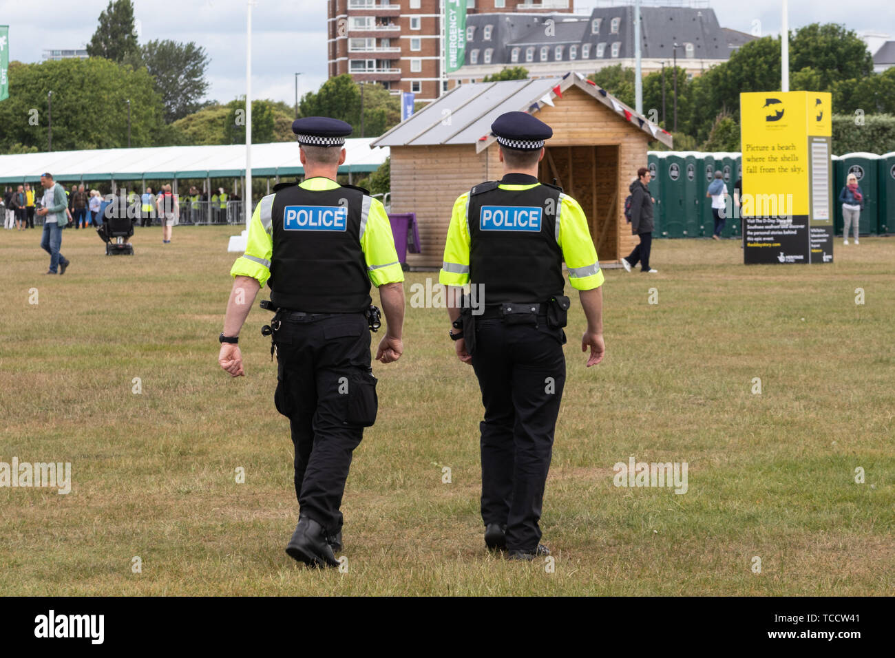 Britische Polizisten Polizei- und Outdoor Event Stockfoto