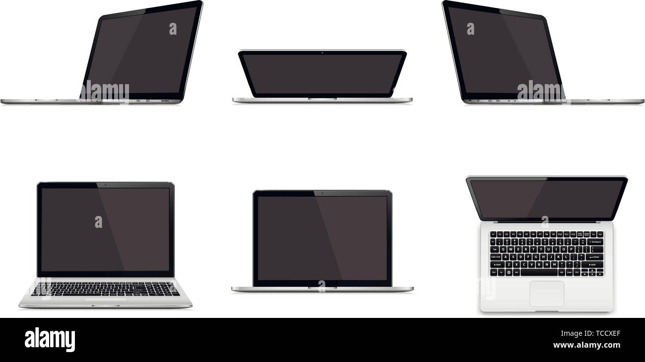 Moderne Laptop mit leeren Bildschirm auf weißem Hintergrund Stock Vektor