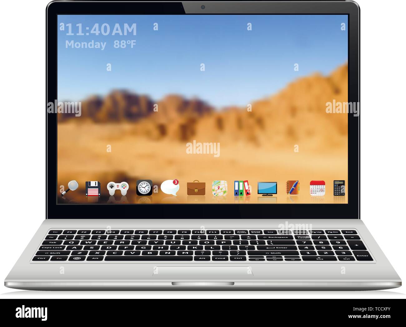 Hochwertige Vector Illustration der modernen Laptop mit modernen, farbenfrohen Benutzeroberfläche auf dem Bildschirm Stock Vektor