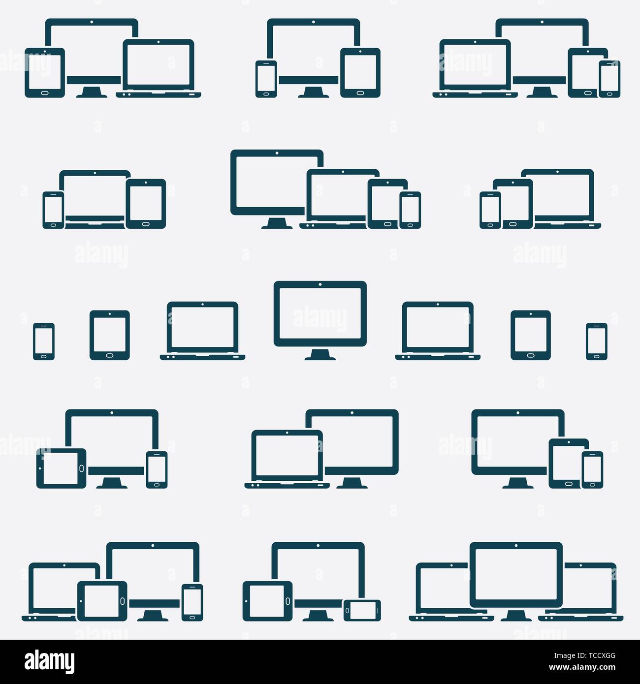 Gerätesymbole Vector Illustration des Responsive Design für die Präsentation Stock Vektor