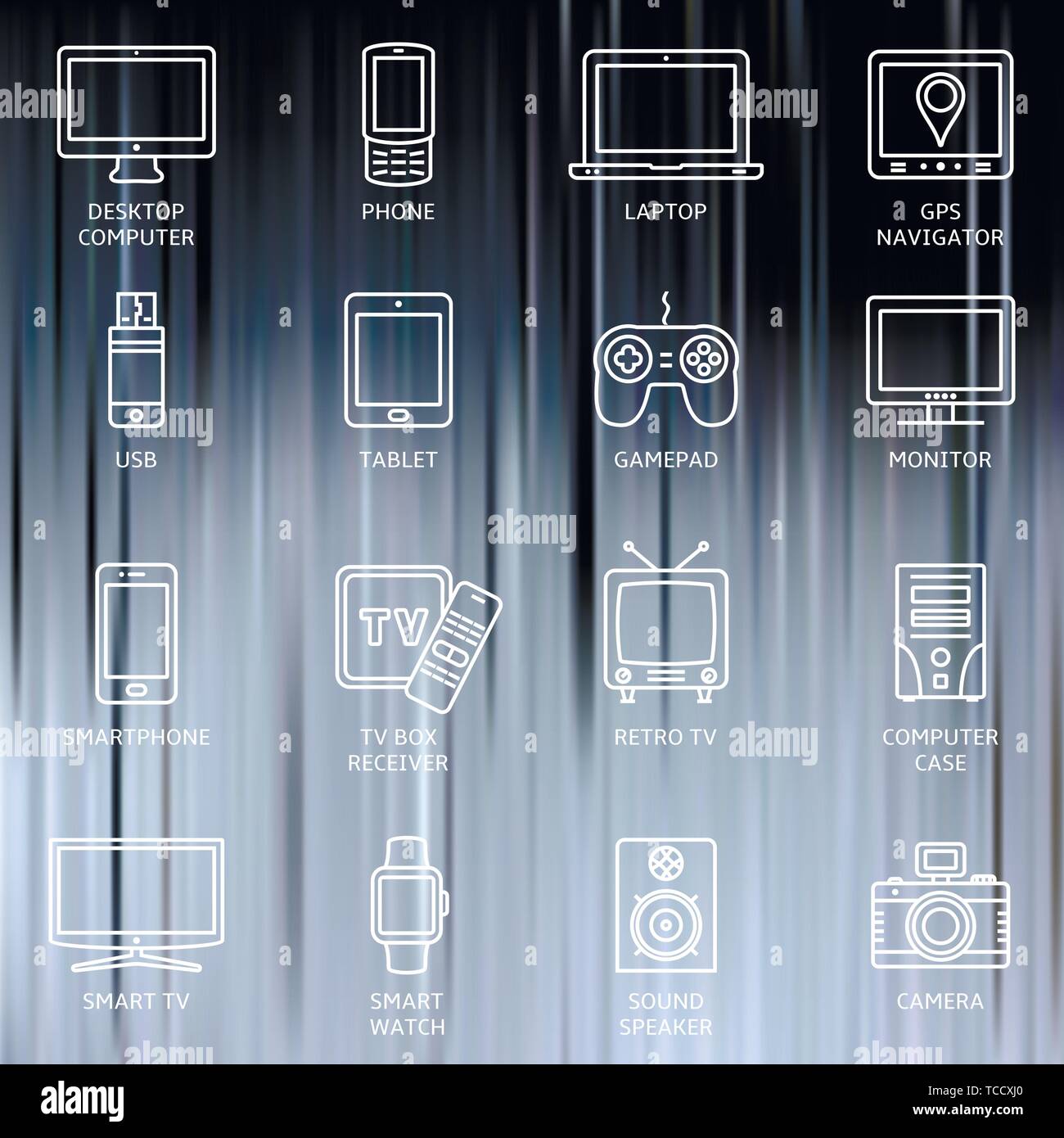 Linien Icon Set-Geräte Stock Vektor