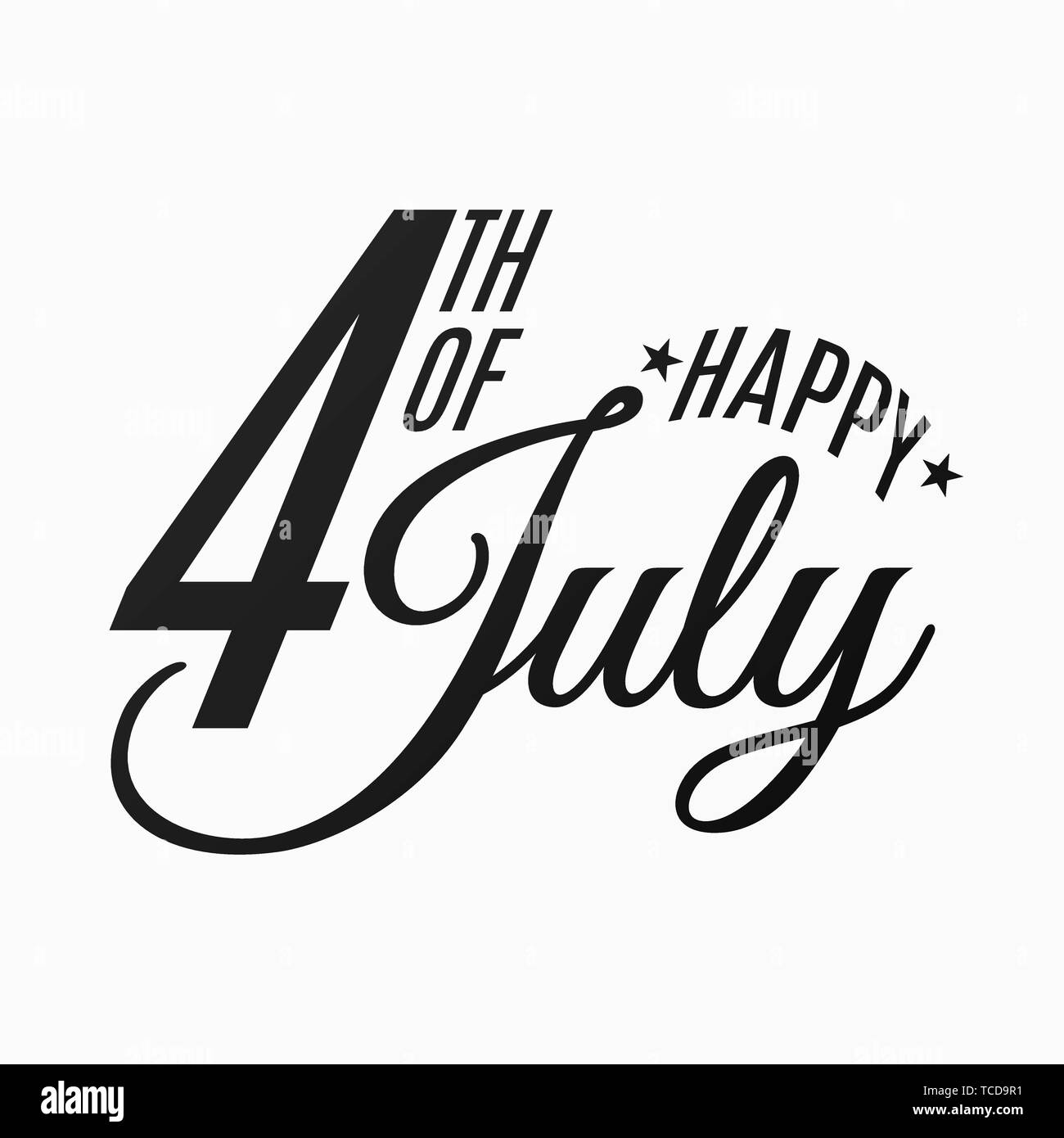 Happy Independence Day. Festliche flach und schwarzer Text auf einem weißen Hintergrund. Juli 4. Die Vereinigten Staaten von Amerika. Vector Illustration EPS 10. Stock Vektor