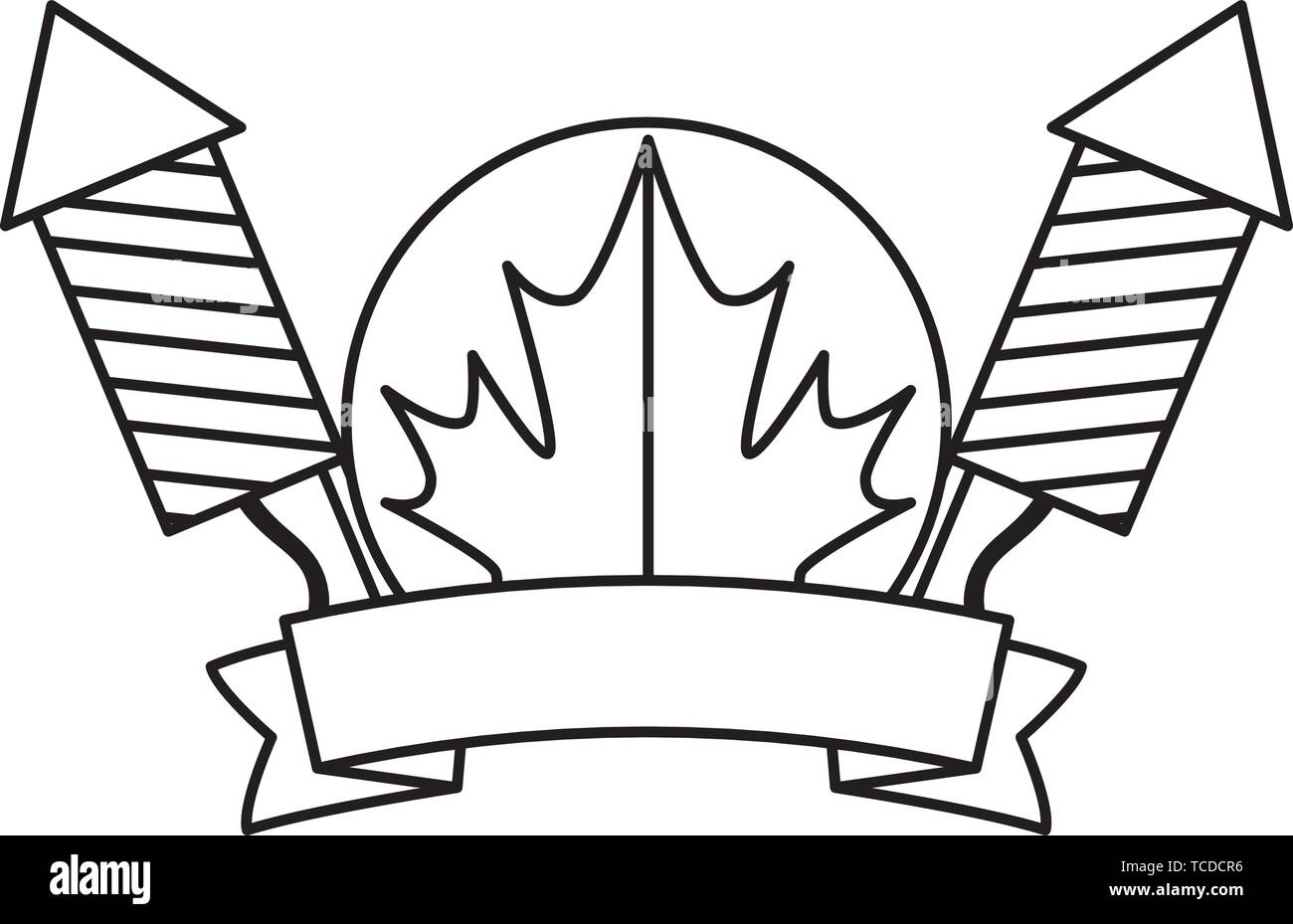 Maple Leaf kanadische mit Feuerwerk Stock Vektor