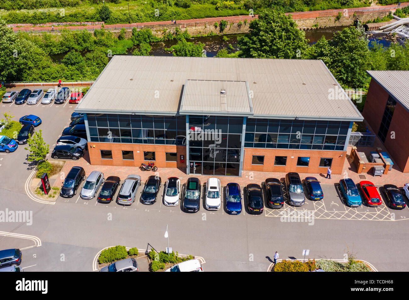 Luftbild des Sumo Digital Studio in Sheffield. Einer der größten Spieleentwickler in Großbritannien Stockfoto