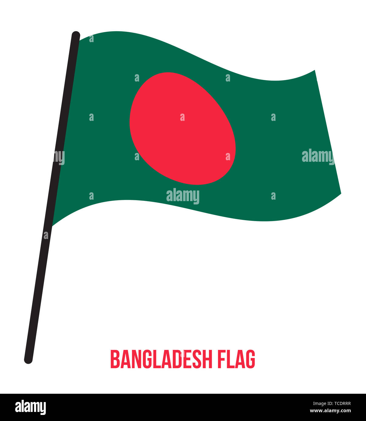 Bangladesch Fahne winken Vector Illustration auf weißem Hintergrund. Bangladesh National Flagge. Stockfoto