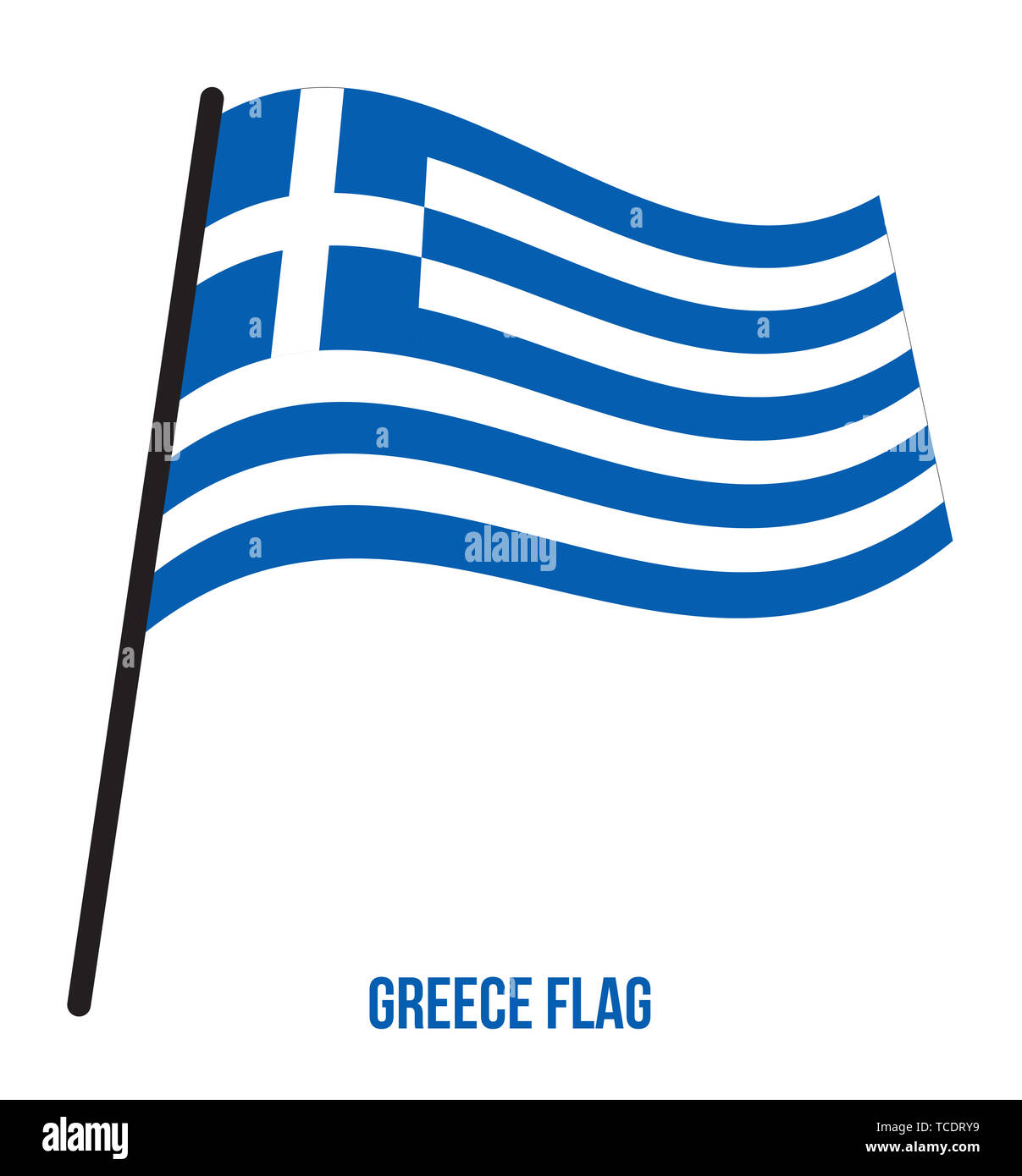 Griechenland Flagge schwenkten Vector Illustration auf weißem Hintergrund.  Griechenland Nationalflagge Stockfotografie - Alamy