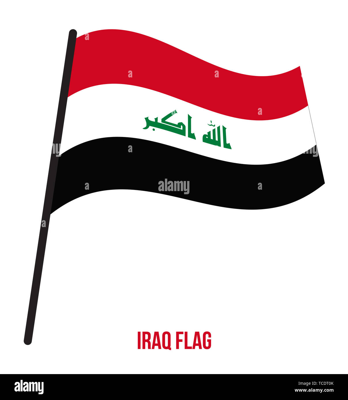 Irak Fahne winken Vector Illustration auf weißem Hintergrund. Irak Landesflagge. Stockfoto