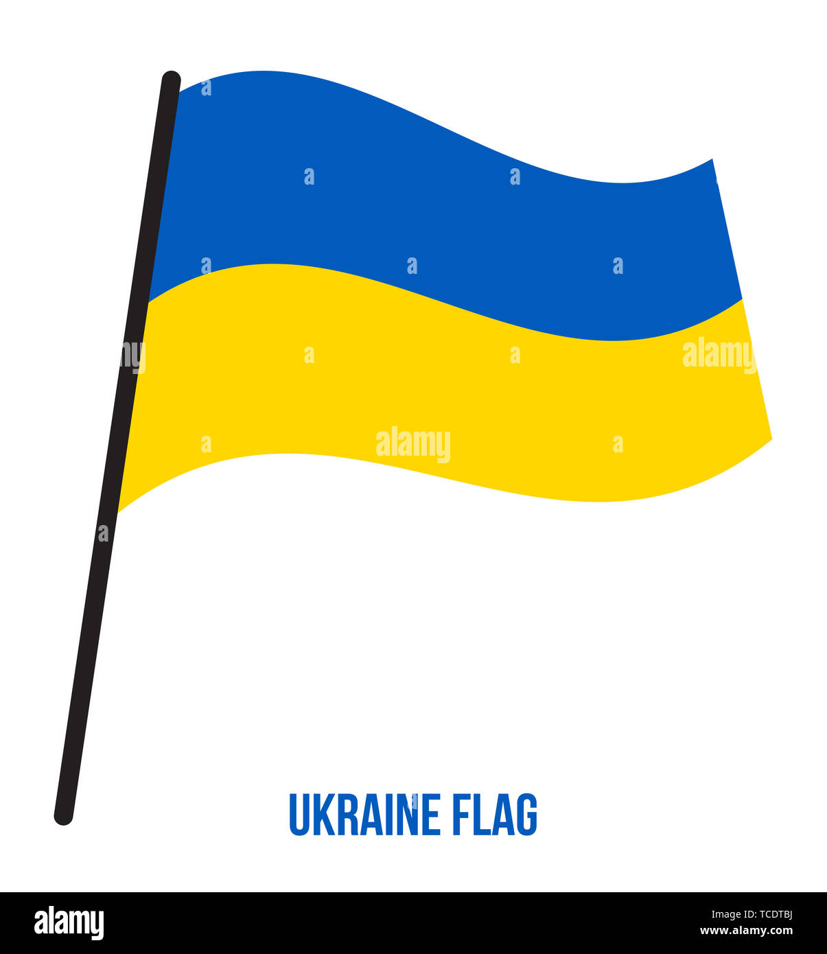 Ukraine Fahne winken Vector Illustration auf weißem Hintergrund. Ukraine Landesflagge. Stockfoto