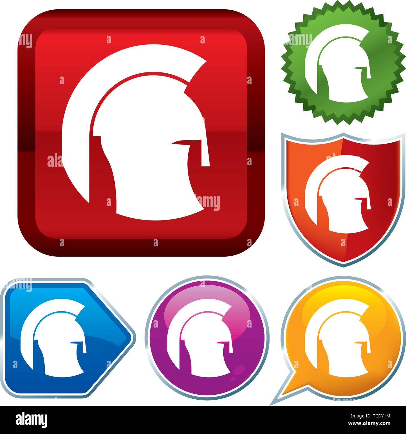 Vector Illustration. Setzen Sie glänzende Symbol Serie auf den Schaltflächen. Helm. Stock Vektor