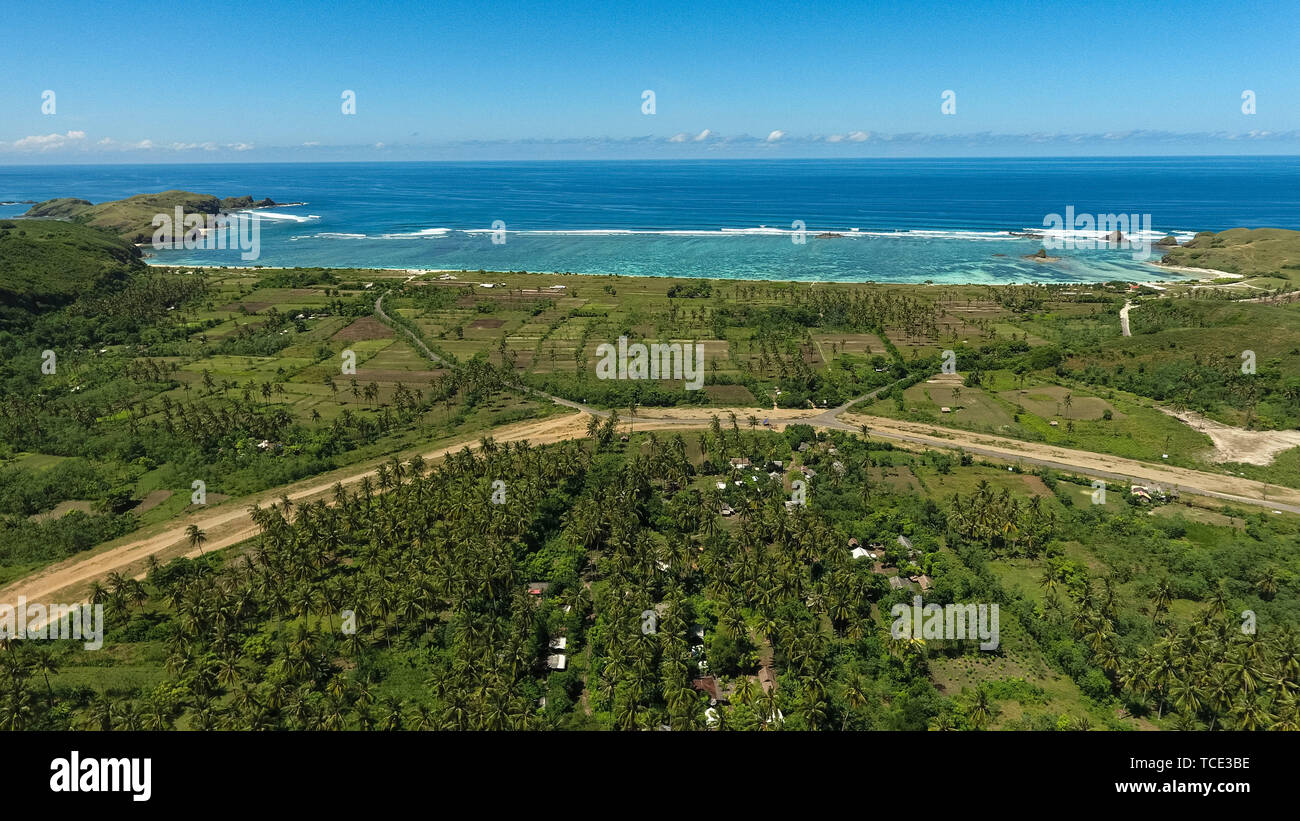 Luftaufnahme von Seger Strand, Kuta, Lombok, Indonesien Stockfoto