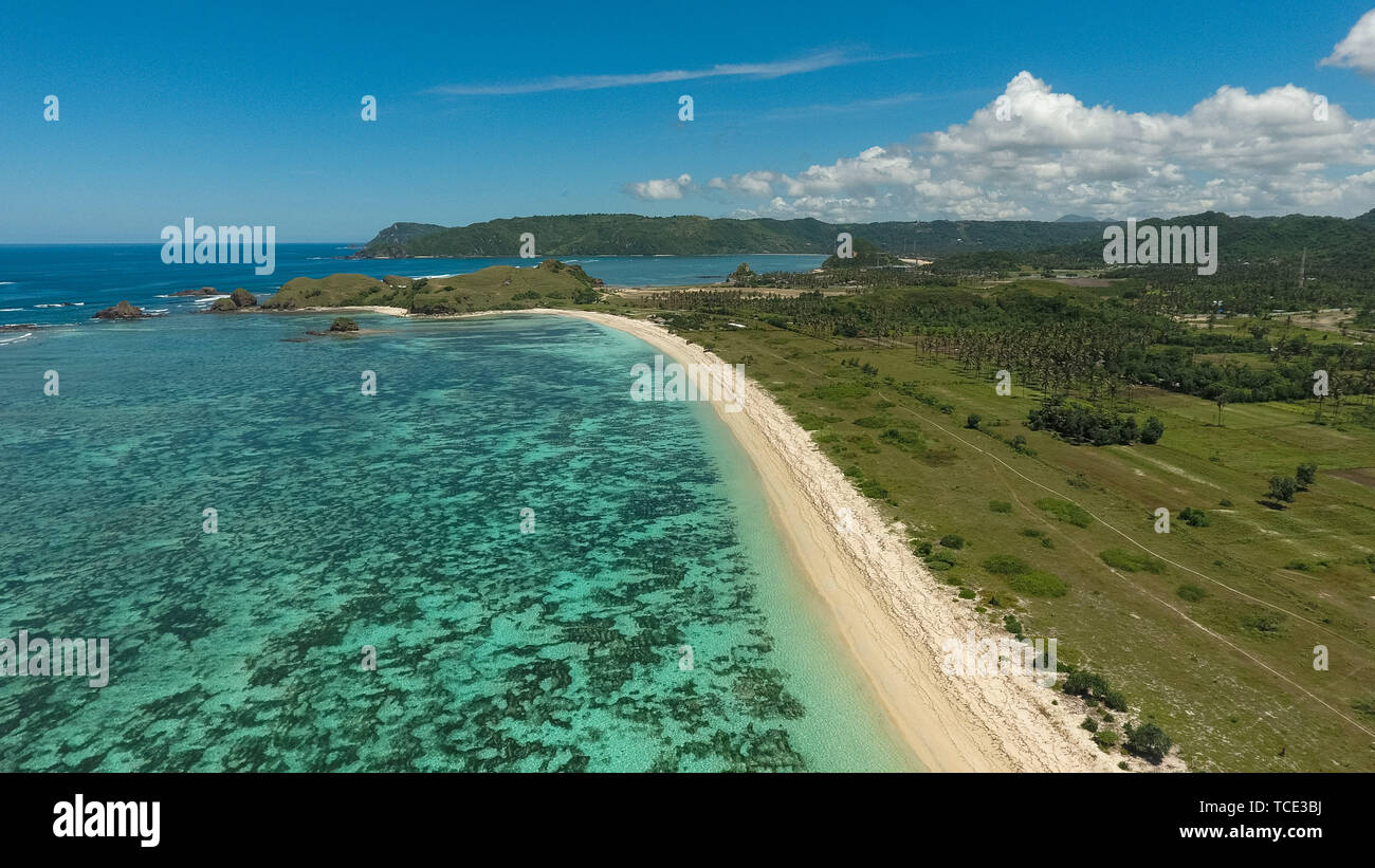 Luftaufnahme von Seger Strand, Kuta, Lombok, Indonesien Stockfoto