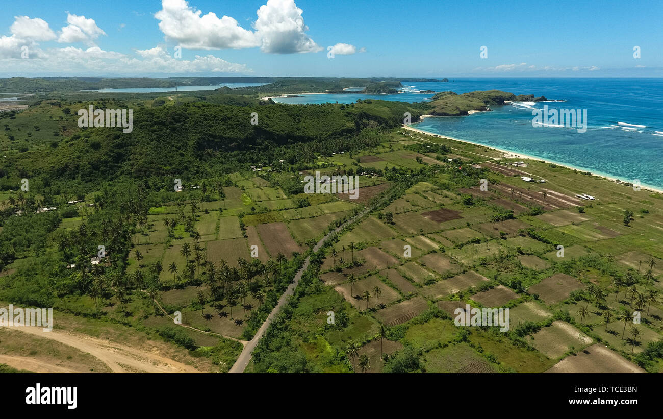 Luftaufnahme von Seger Strand, Kuta, Lombok, Indonesien Stockfoto