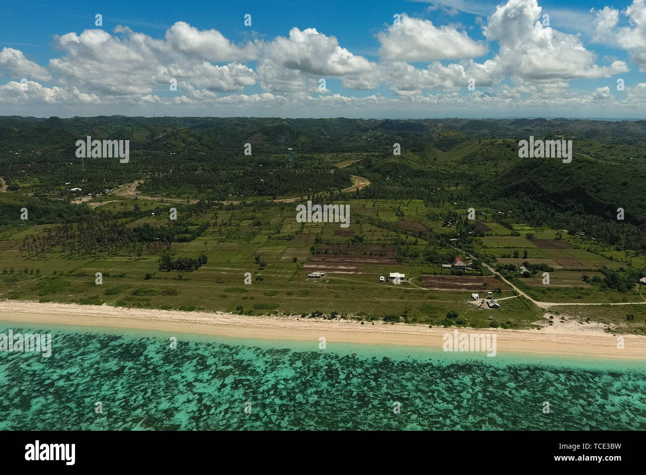 Luftaufnahme von Seger Strand, Kuta, Lombok, Indonesien Stockfoto