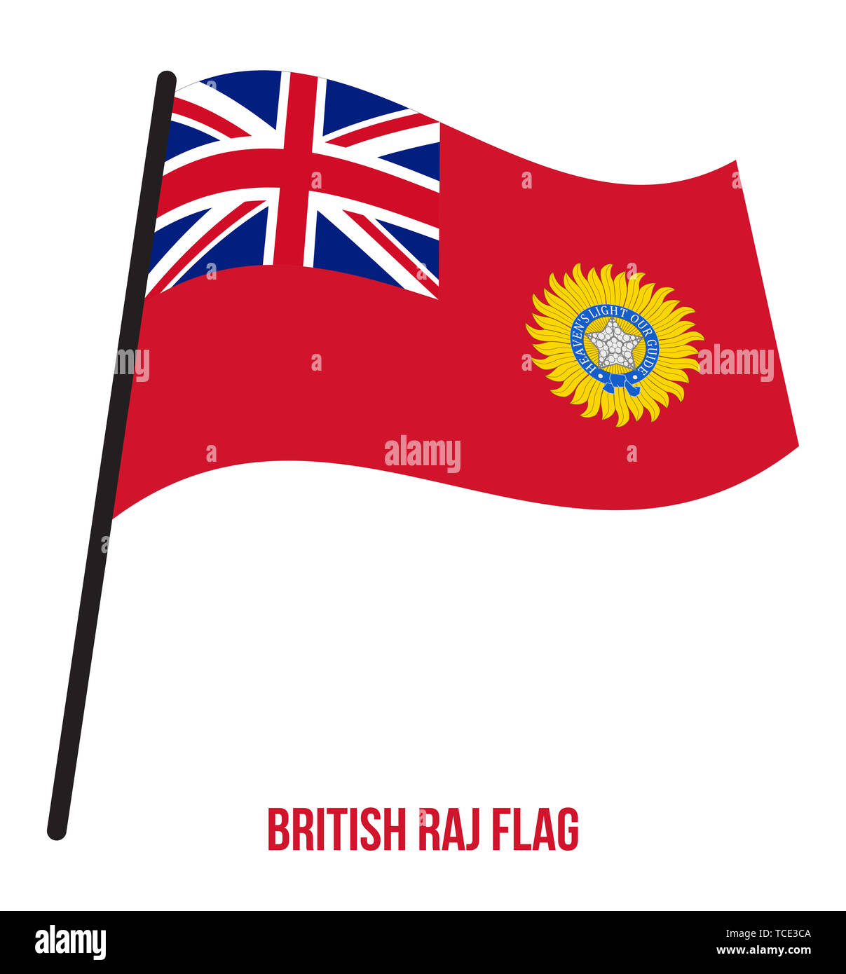 British Raj (1858-1947) Flagge schwenkten Vector Illustration auf weißem Hintergrund. East India Company Flagge. Stockfoto