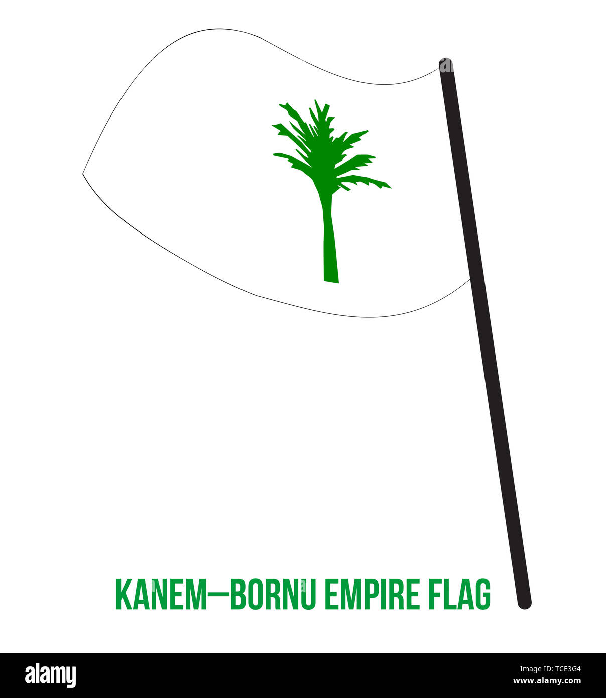 - Bornu Kanem Reich (c 700-1893) Flagge schwenkten Vector Illustration auf weißem Hintergrund. Der bornu Kanem-Reich war ein Reich, das sich in moderne Tschad bestanden Stockfoto