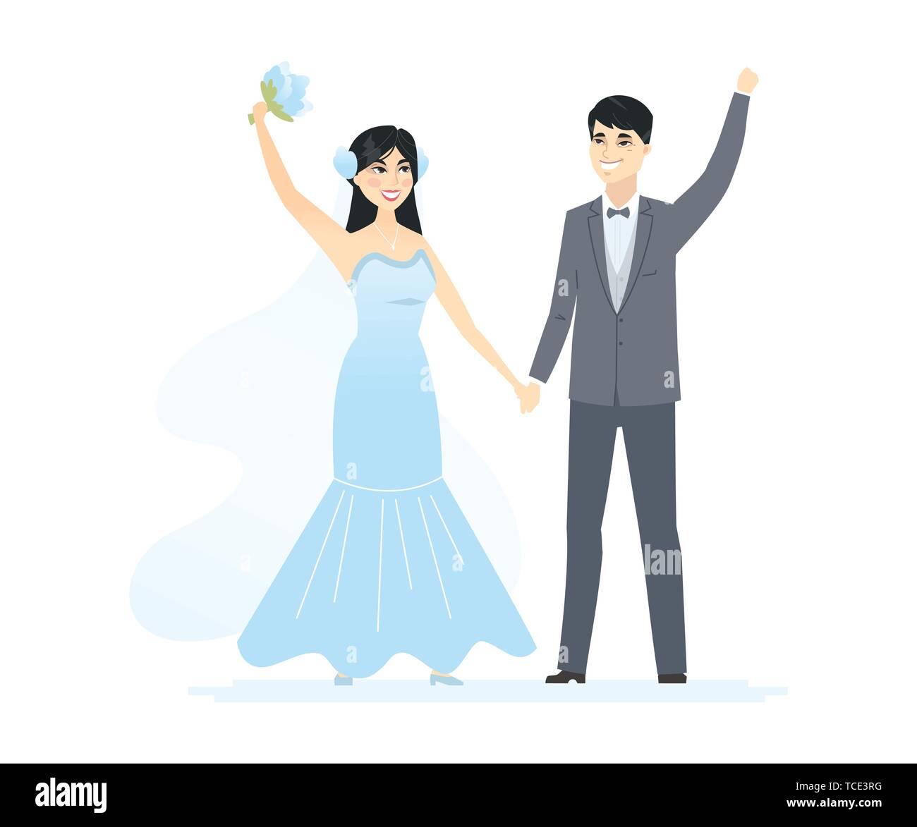 Neu chinesische Paar - cartoon Menschen Zeichen verheiratet isoliert Abbildung Stock Vektor
