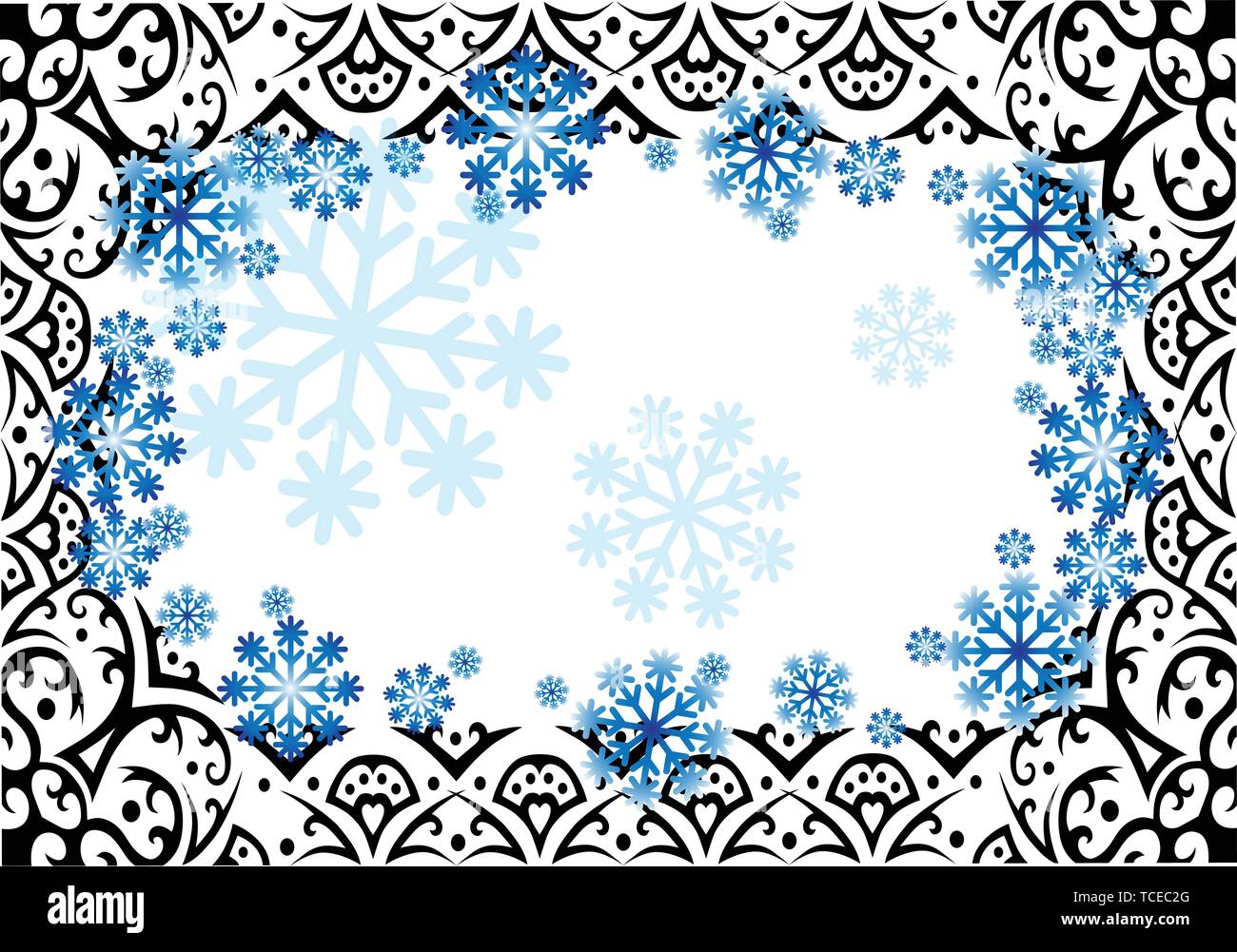 Schwarz winter ornament Vektor Rahmen Stock Vektor