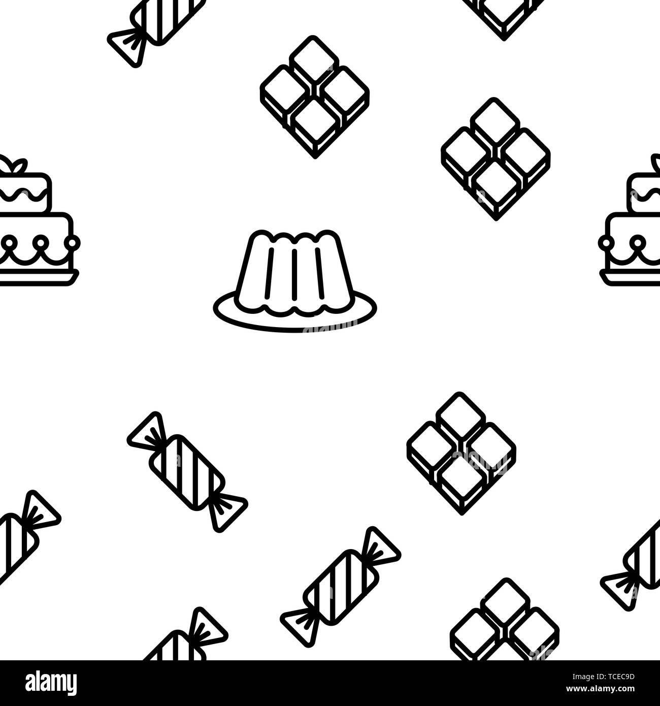 Desserts, Gebäck, Süßigkeiten Vektor nahtlose Muster Stock Vektor