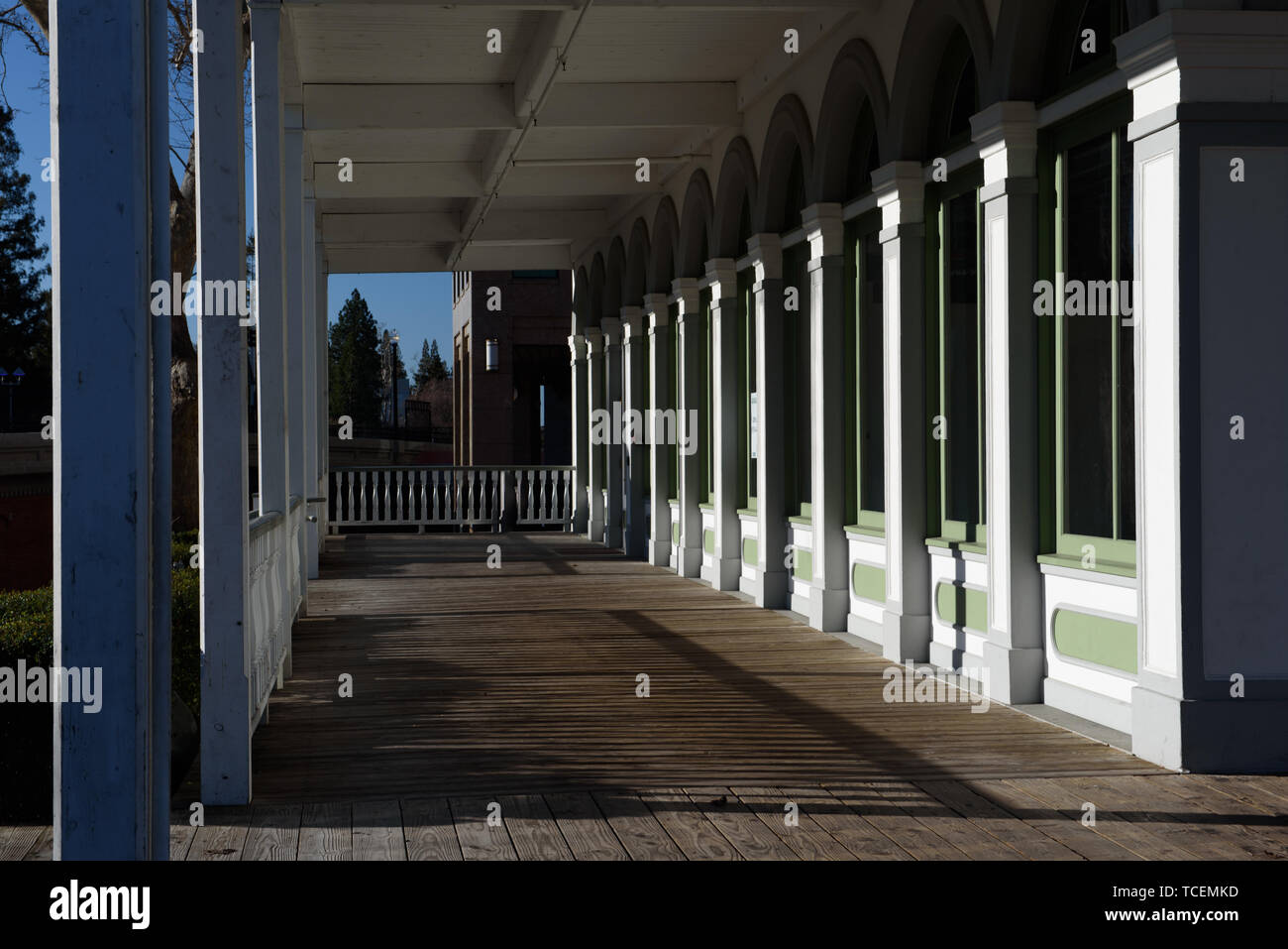 Altstadt von Sacramento Kalifornien Holz Gehwege Stockfoto