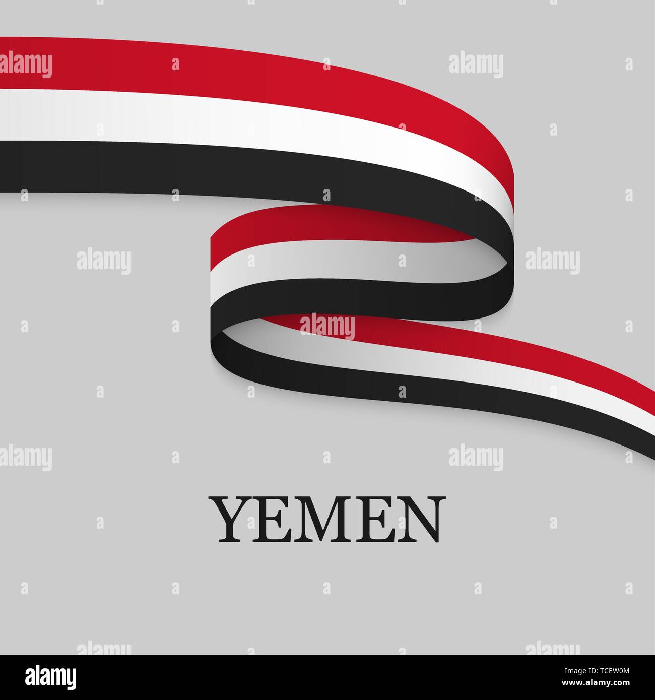 Winkende Band oder Banner mit Flagge Jemen. Für Independence day Poster Design Template Stock Vektor