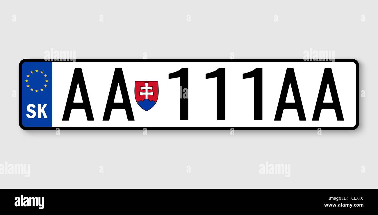 Kennzeichen. Fahrzeug Kennzeichen der Slowakei Stock-Vektorgrafik