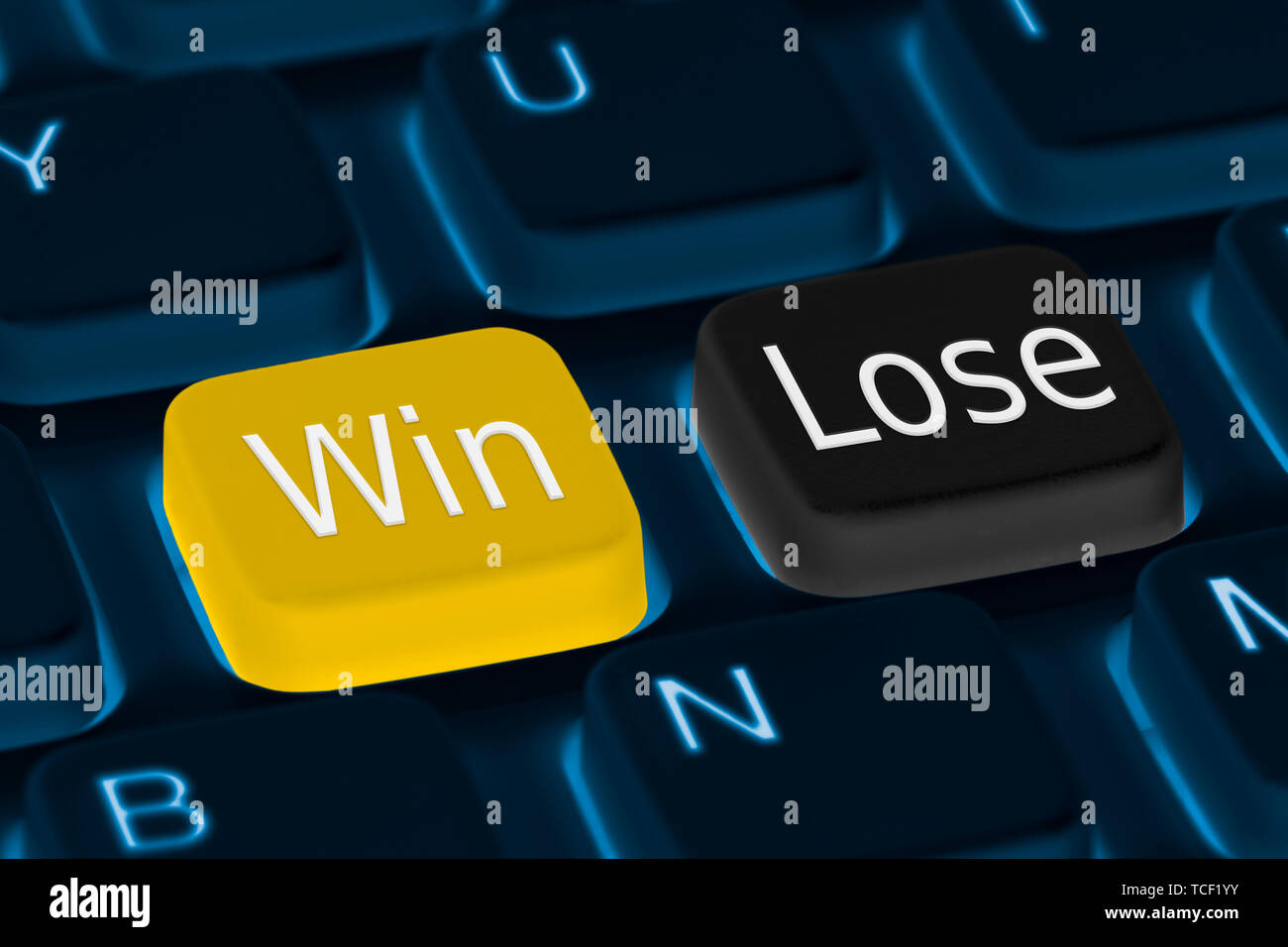Gewinnen oder Verlieren (Gewonnen und verloren) Tasten auf einer PC-Tastatur. Stockfoto