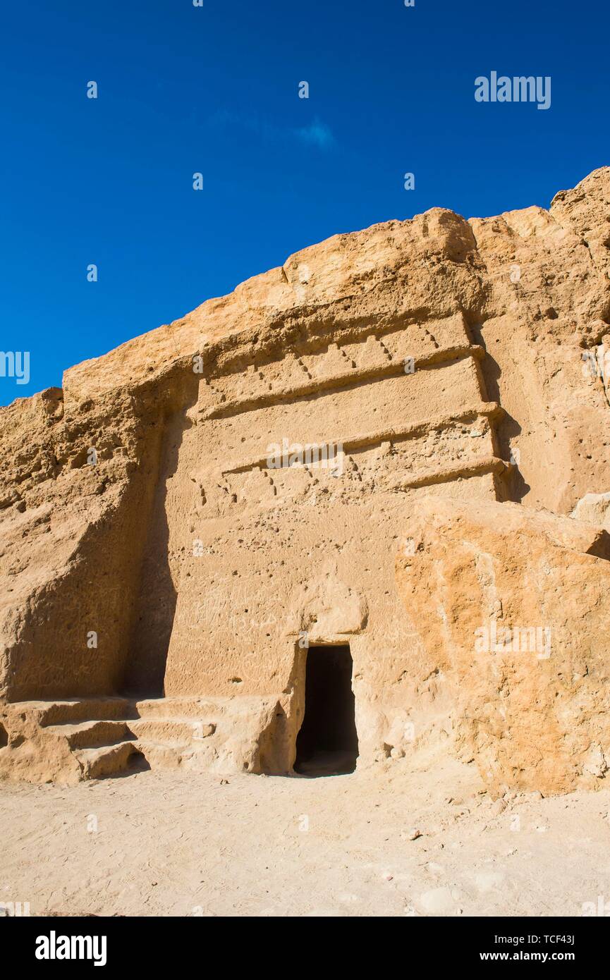 Nabatäische Siedlung Al Bidaya nabatäische Friedhof, Provinz Tabuk, Saudi-Arabien Stockfoto