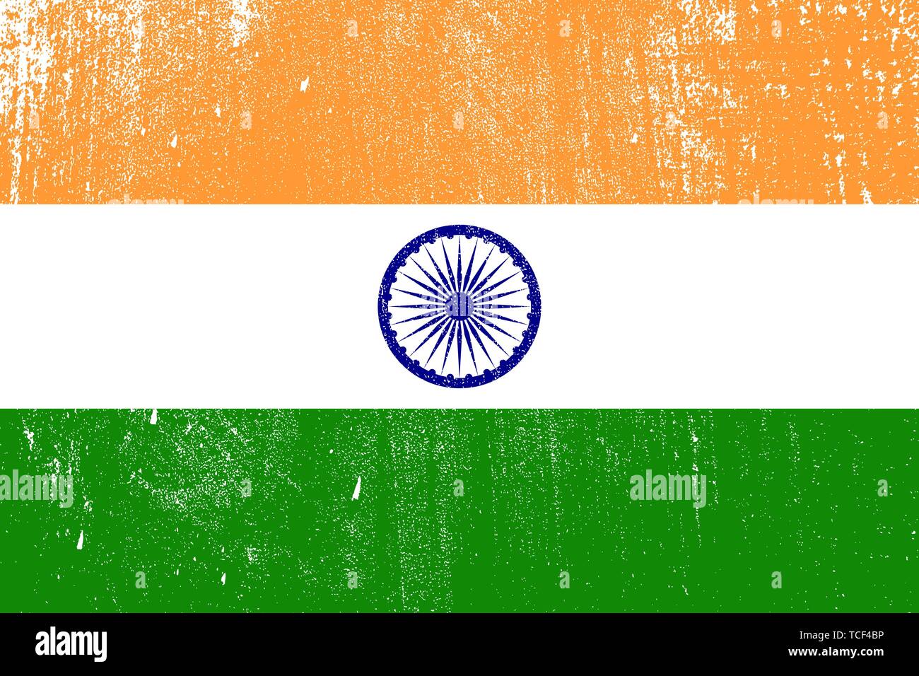 Grunge gestaltete Flagge von Indien. Für ihr Design Vorlage. Für Ihr Design Template Stock Vektor