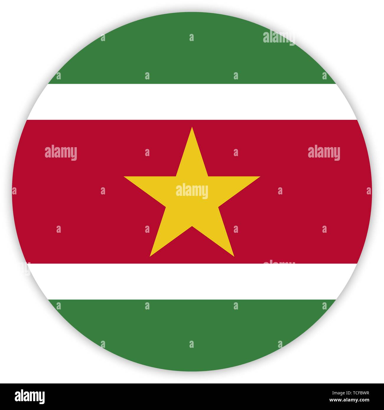 Einfache runde Flagge von Suriname. Für ihr Design Vorlage. Für Ihr Design Template Stock Vektor