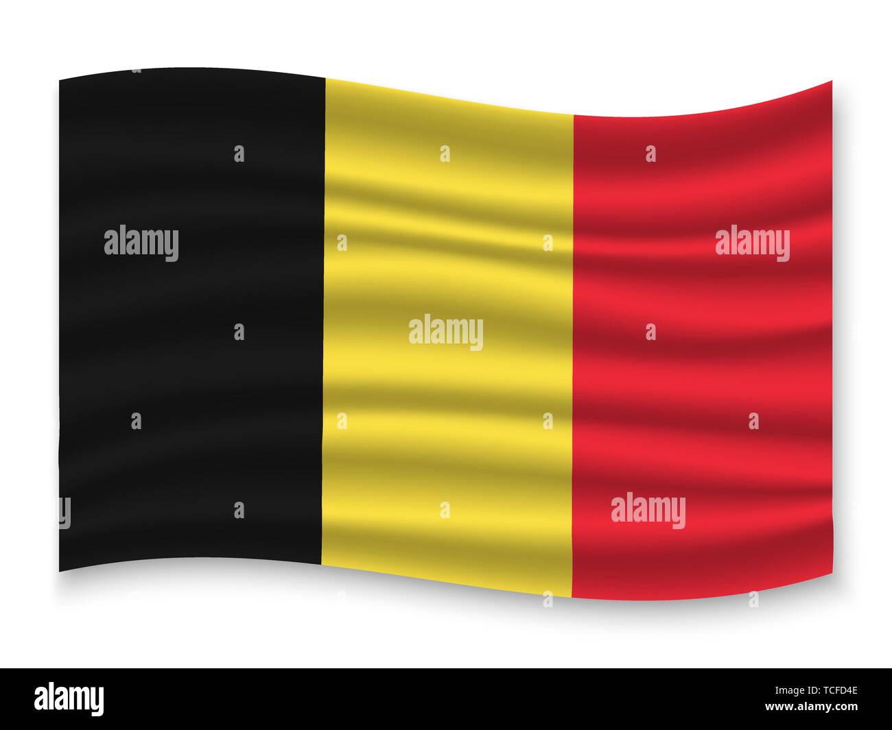 3D-Wehende Flagge von Belgien. Für Ihr Design Template Stock Vektor