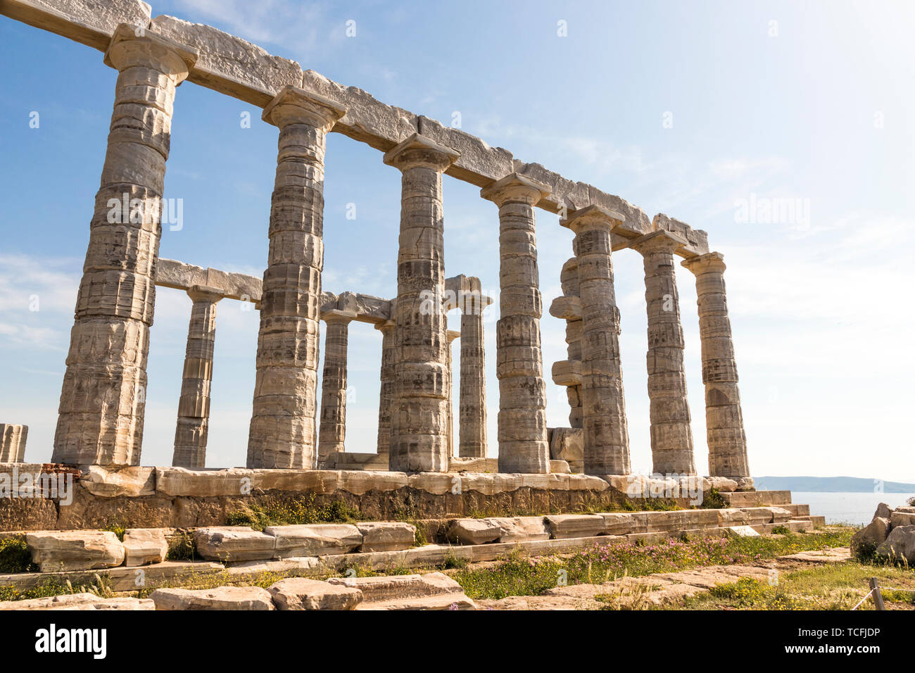 Sounion, Griechenland. Der Tempel des Poseidon, eine antike griechische