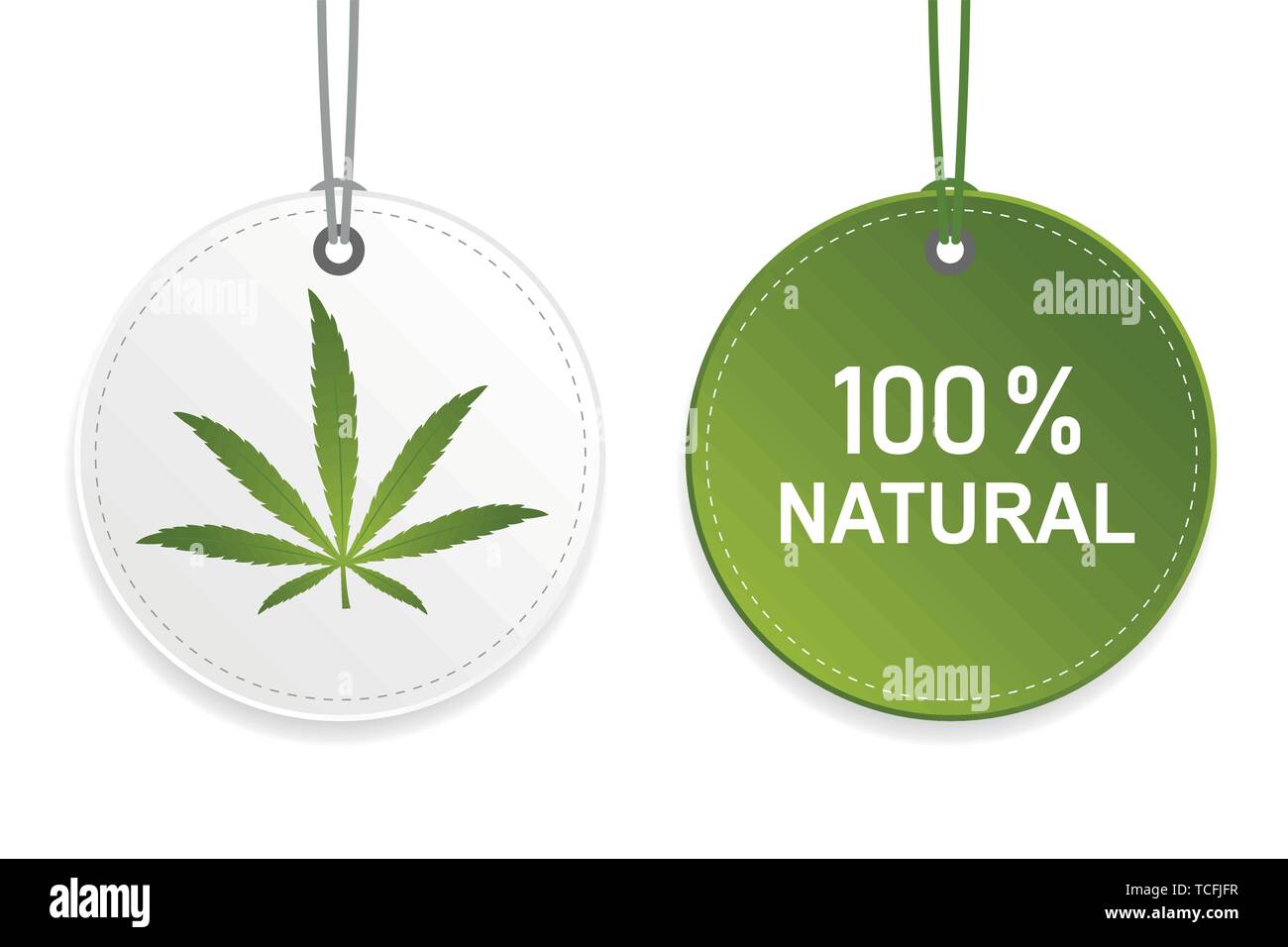 100 Prozent natürlichen Cannabis Green und White Label Vektor-illustration EPS 10. Stock Vektor