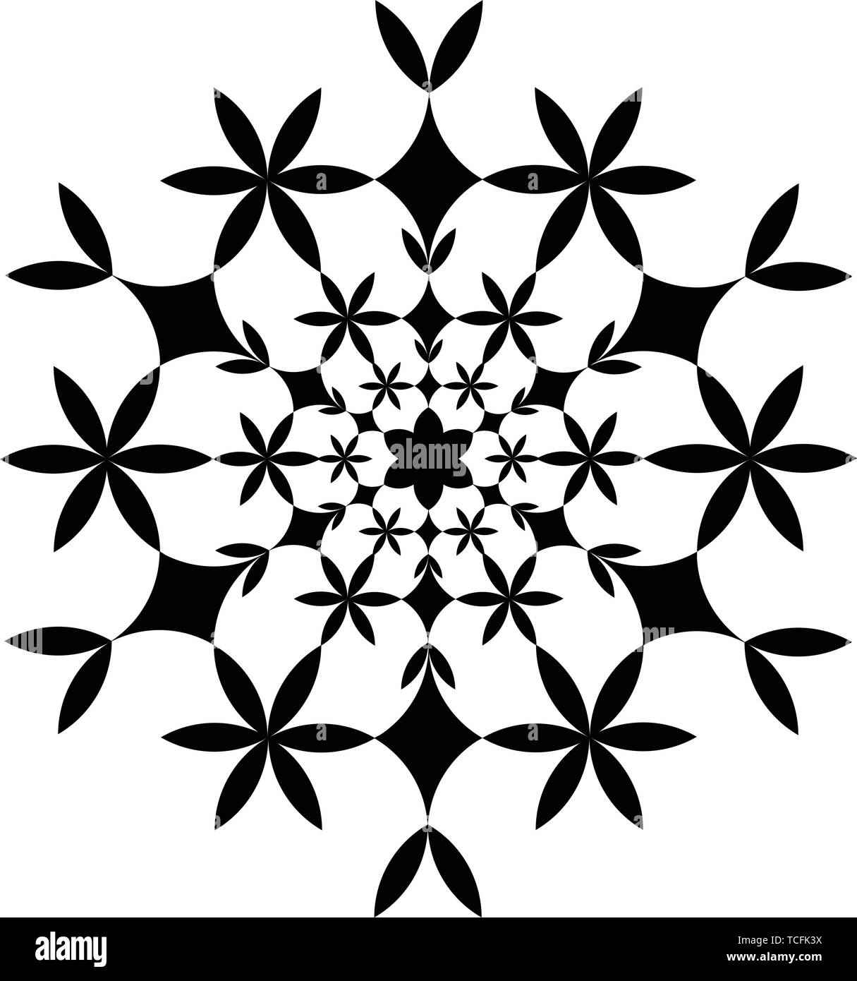 Schwarze und weiße Schnee Muster Mandala Stock Vektor