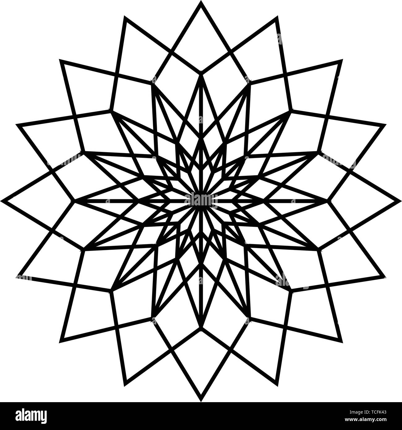 Schwarze und weiße Stern Mandala Stock Vektor