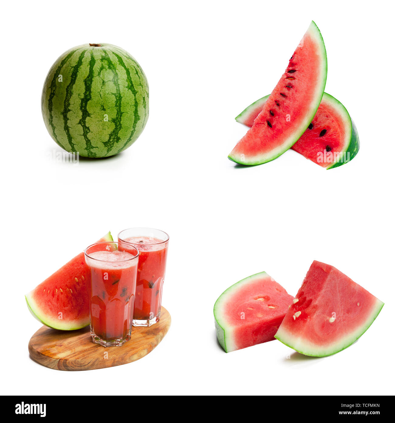 Wassermelone isoliert auf weißem Hintergrund Stockfoto