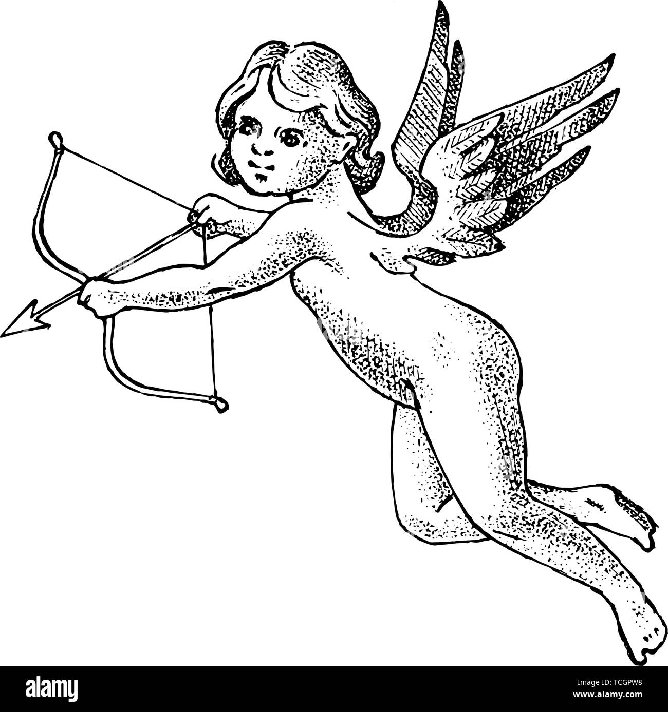 Süße Engel mit Pfeil und Bogen.