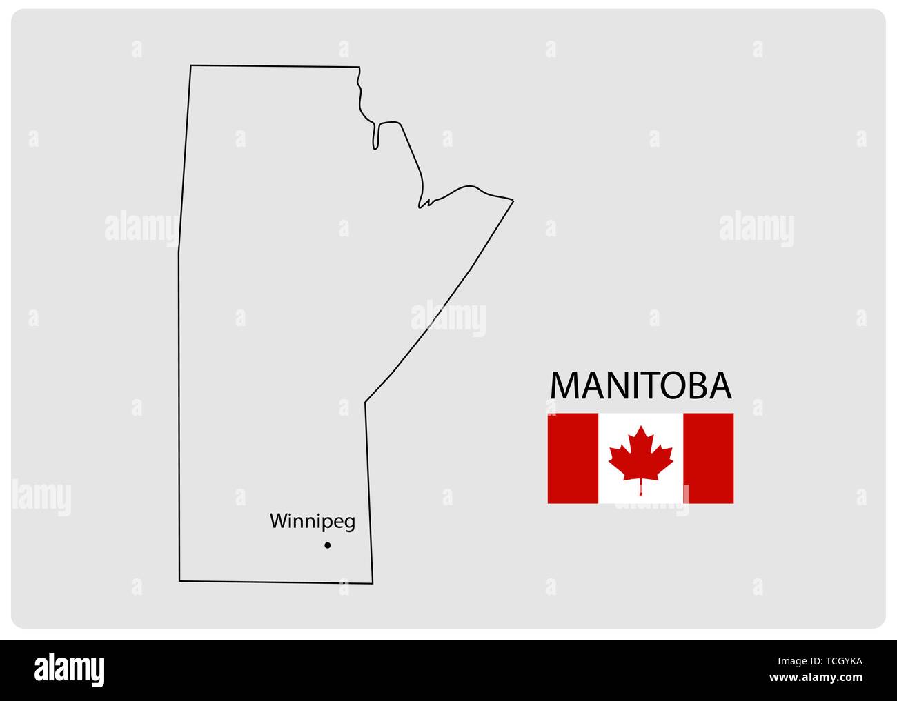 Vector Illustration von Manitoba Karte. Kanada Provinz. Stock Vektor