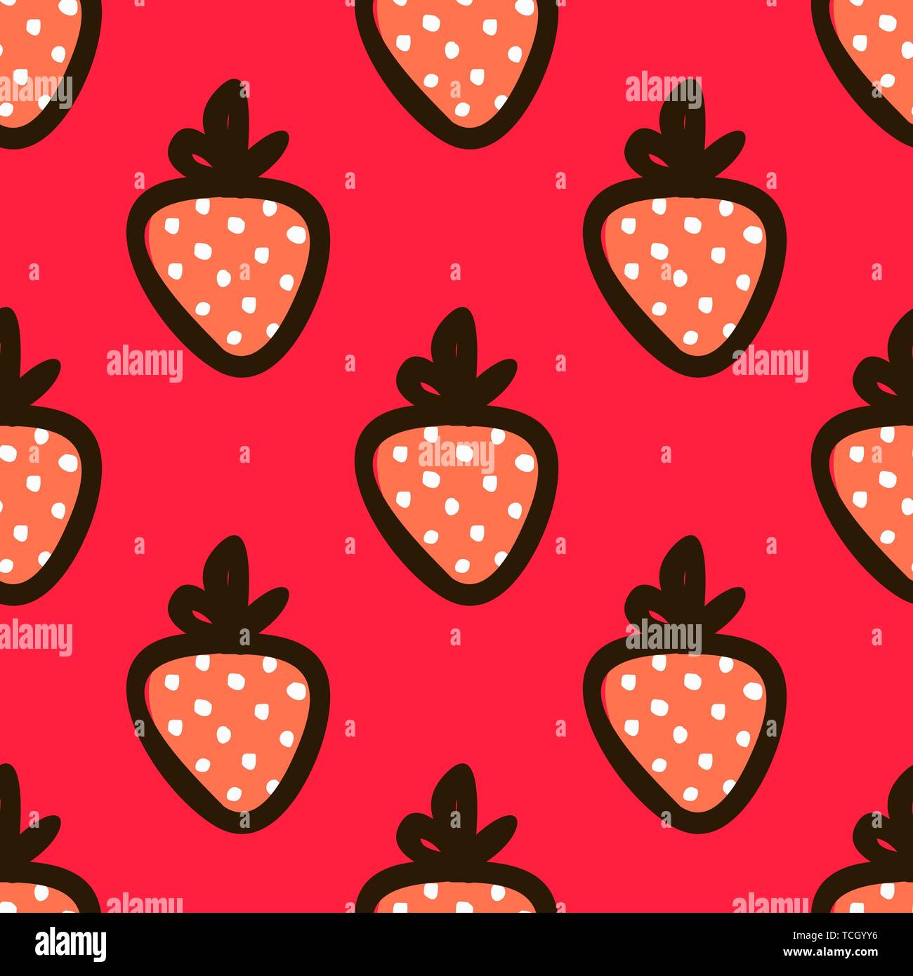 Erdbeere Hand zeichnen Nahtlose Cute Muster. Sommer hell endlose Hintergrund für Baby Stoffdesign, Geschenkpapier, das Hintergrundbild und andere Dinge. Stock Vektor