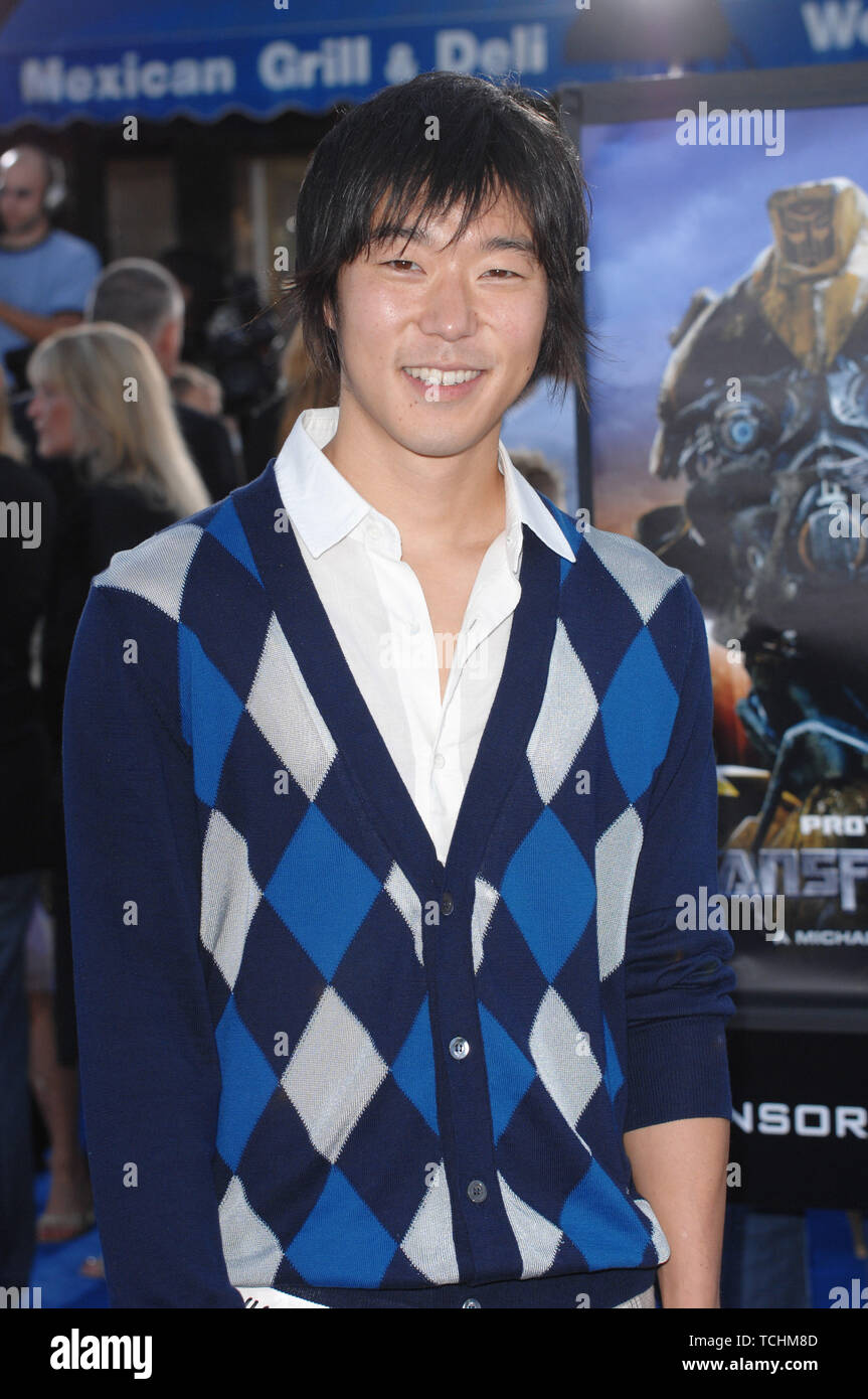 LOS ANGELES, Ca. 28. Juni 2007: Aaron Yoo am Los Angeles Premiere von "Transformers". © 2007 Paul Smith/Featureflash Stockfoto