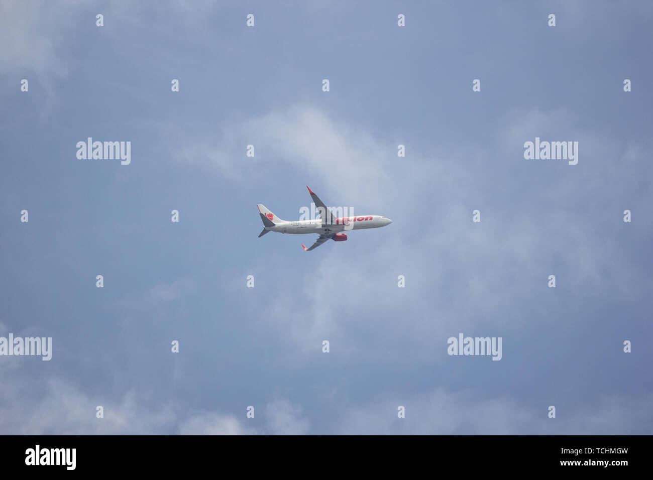 Chiangmai, Thailand - 3. Juni 2019: HS-LUP Boeing 737-800 der Thai lionair Airline. Von Chiangmai Flughafen in Bangkok. Stockfoto