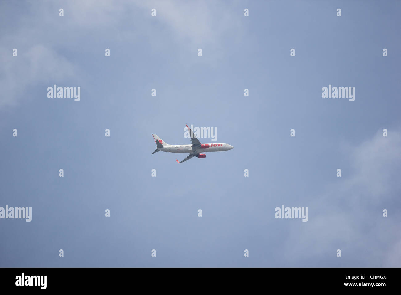 Chiangmai, Thailand - 3. Juni 2019: HS-LUP Boeing 737-800 der Thai lionair Airline. Von Chiangmai Flughafen in Bangkok. Stockfoto