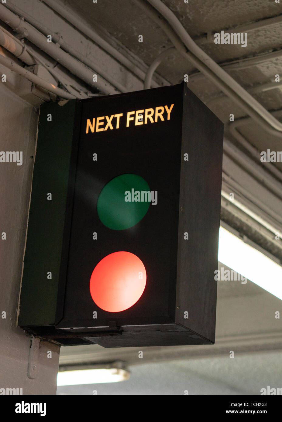 Nächste Fähre signal Licht. Stockfoto