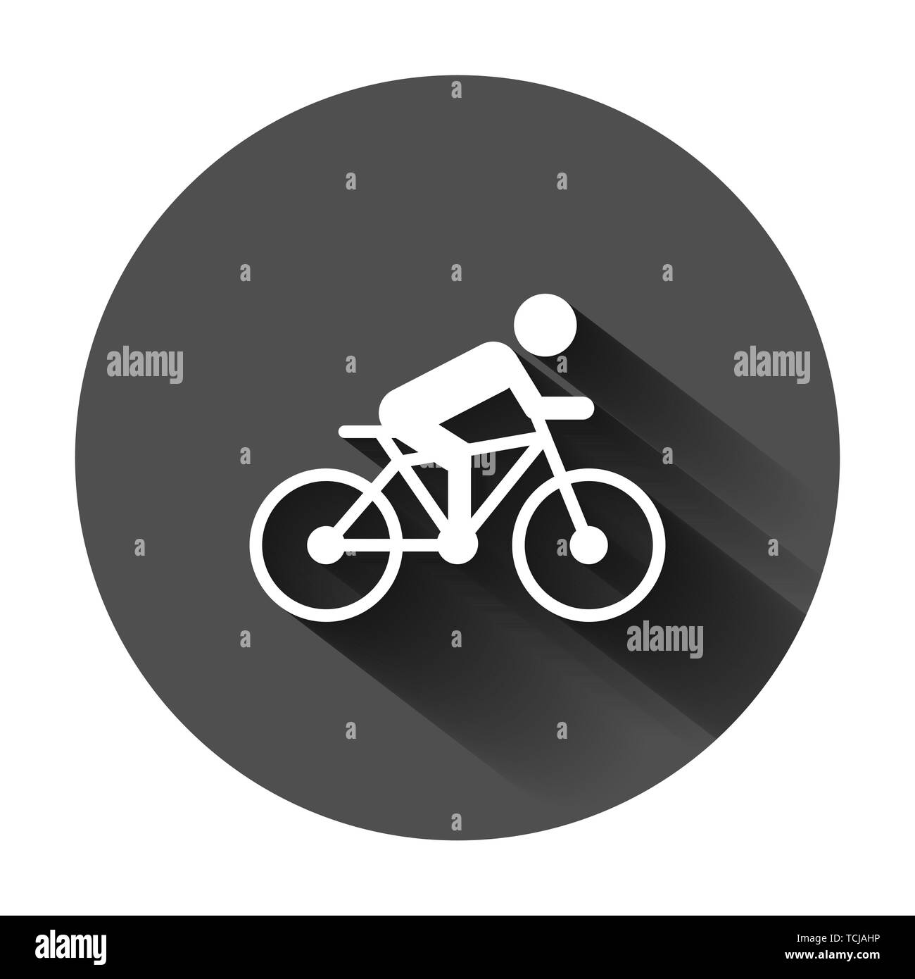 Menschen auf dem Fahrrad zeichen Symbol im flachen Stil. Bike Vector Illustration auf schwarzen Hintergrund mit langen Schatten. Männer radfahren Geschäftskonzept. Stock Vektor