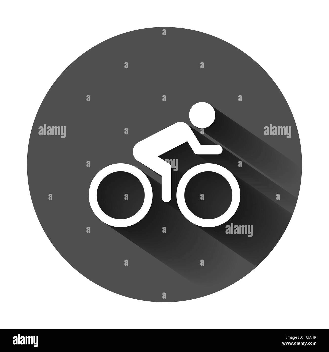 Menschen auf dem Fahrrad zeichen Symbol im flachen Stil. Bike Vector Illustration auf schwarzen Hintergrund mit langen Schatten. Männer radfahren Geschäftskonzept. Stock Vektor