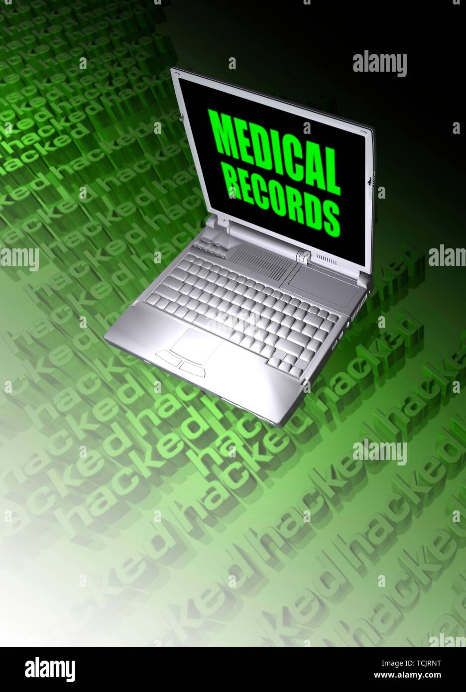 Medizinische Aufzeichnungen, gehackt, Abbildung Stockfoto