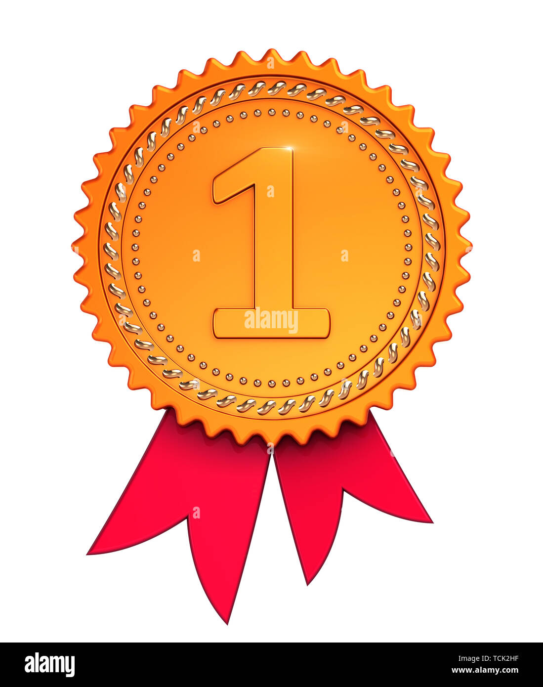 Nummer eins 1, erster Platz 1 award Ribbon Medaille goldene Rot. Gewinner  belohnen, Meister Verwirklichung Erfolg Symbol. 3D-Illustration, isoliert  Stockfotografie - Alamy