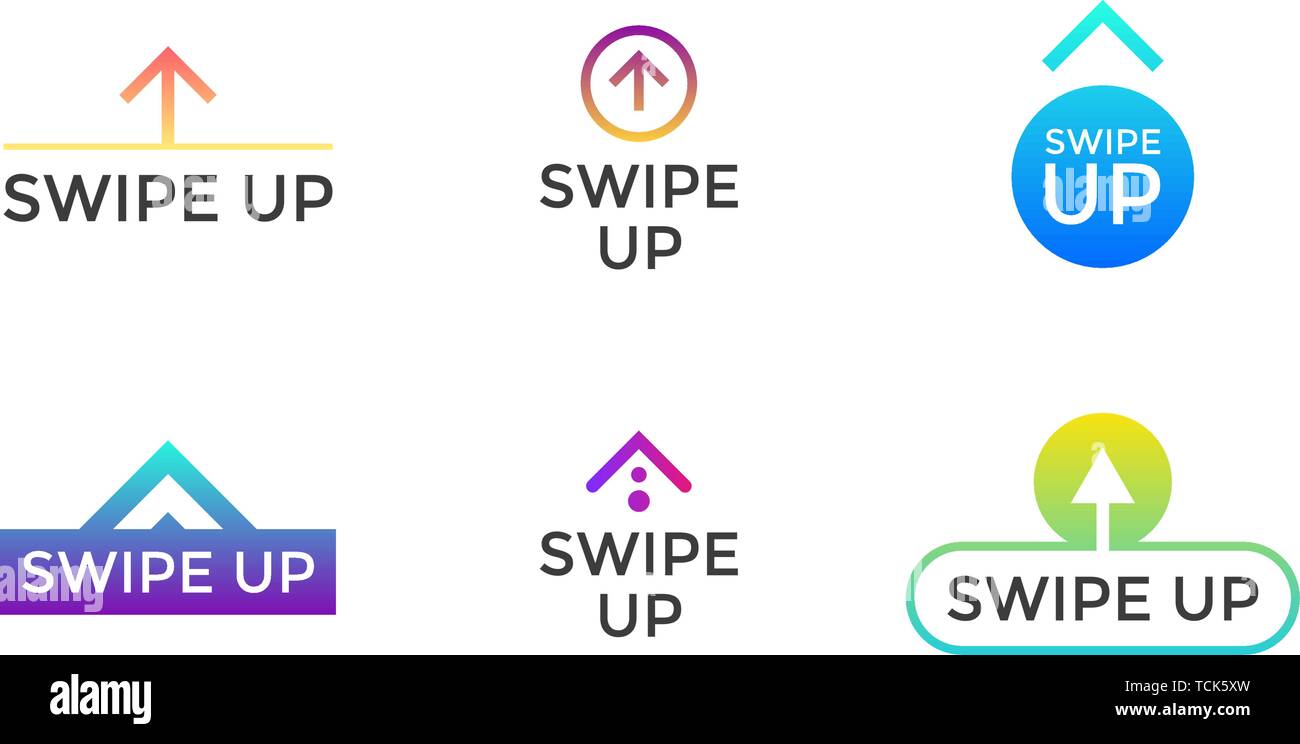 Nach oben streichen Symbol gesetzt. Anwendung und sozialen Netzwerk Pfeil Piktogramm für Geschichten design Blogger. Vektor moderne Farbverlauf eps 10. Stock Vektor