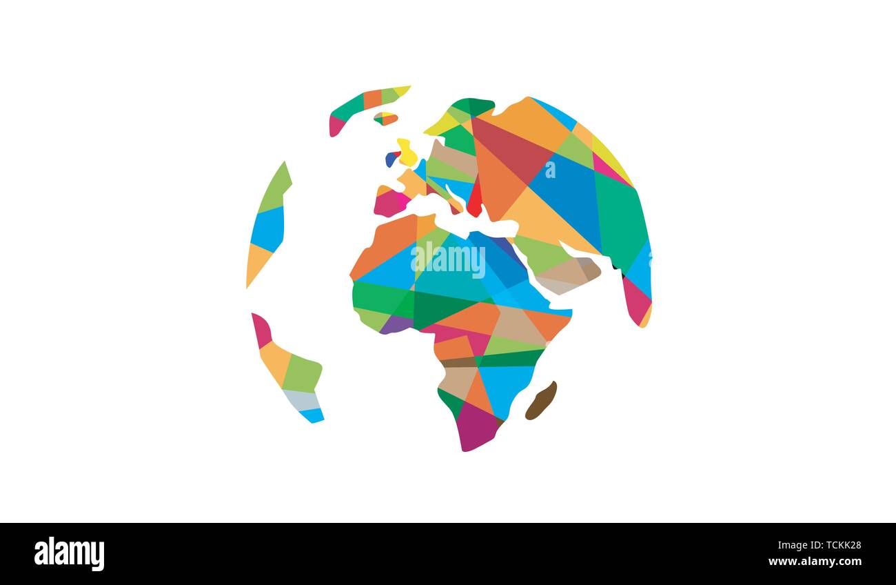 Kreative bunte Kontinenten Welt Polygone Logo Design Illustration Stock Vektor